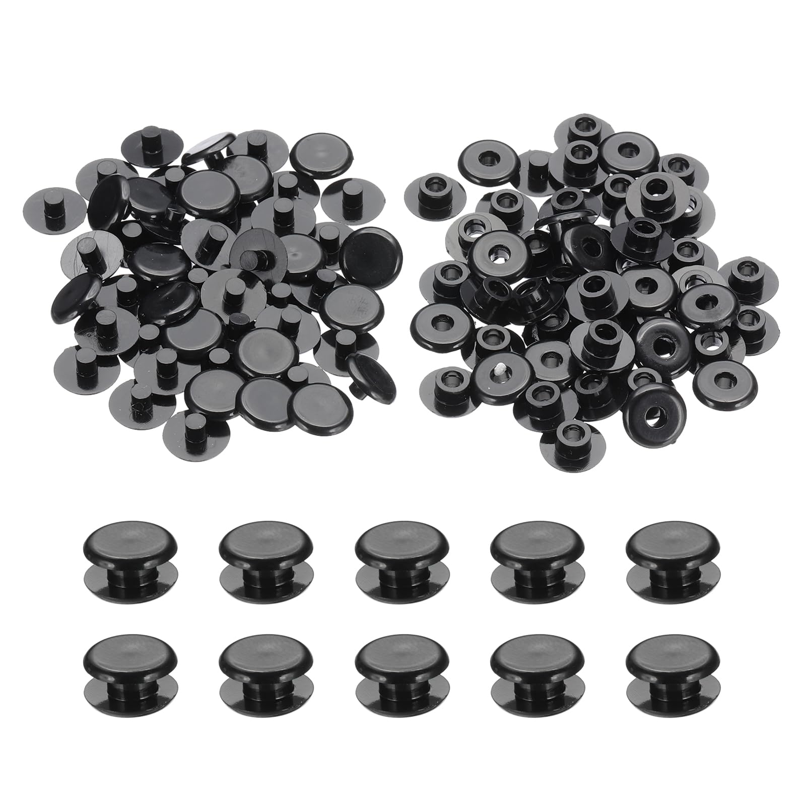 Photo 1 of PATIKIL M5x3mm Plastic Binding Post, 50 Sets Plastic Chicago Screws Binding Screw Rivet Post Press-on Buckle for Leather Scrapbook Photo Albums, Black