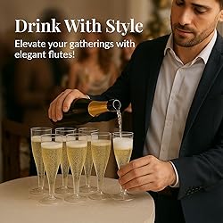 Prestee 100 Pack Clear Plastic Champagne Flutes