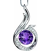 Genuine Amethyst Necklace - Phoenix Pendant - 18KGP @ Sterling Silver - February Birthstone - Luxury Amethyst Jewelry Round radiant cut Adjustable Chain