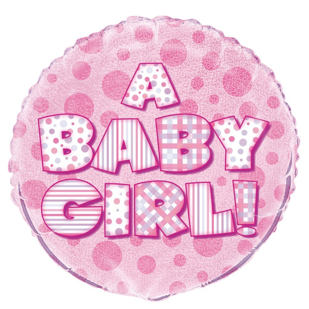 Pink Baby Girl Prism Round Foil Balloon (45cm) 1 Piece - Celebratory Party Decoration for Baby Shower & Gender Reveal