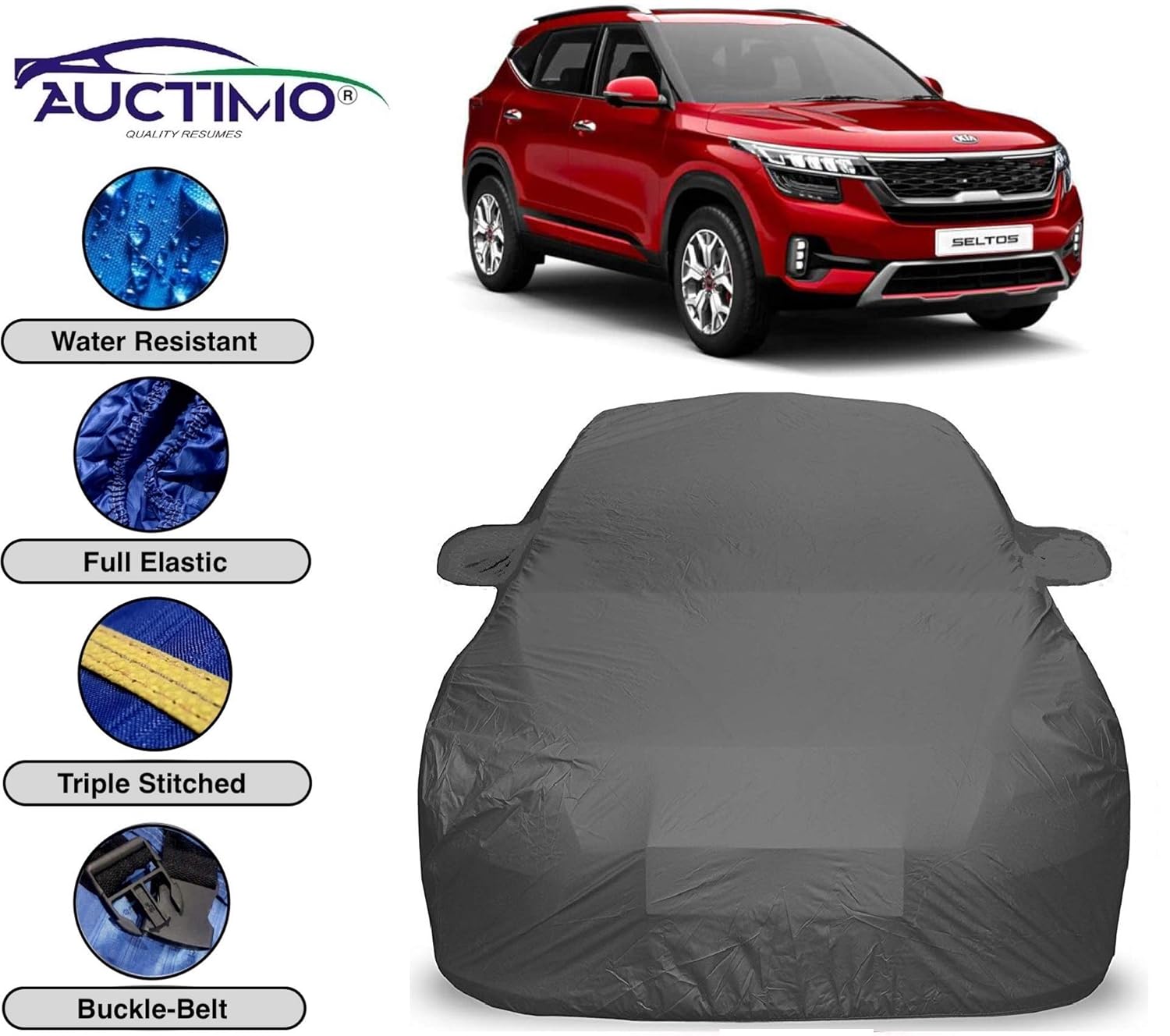 Kia Seltos Car Body Cover Custom Fit Water Resistant Rain Dust Heat for
