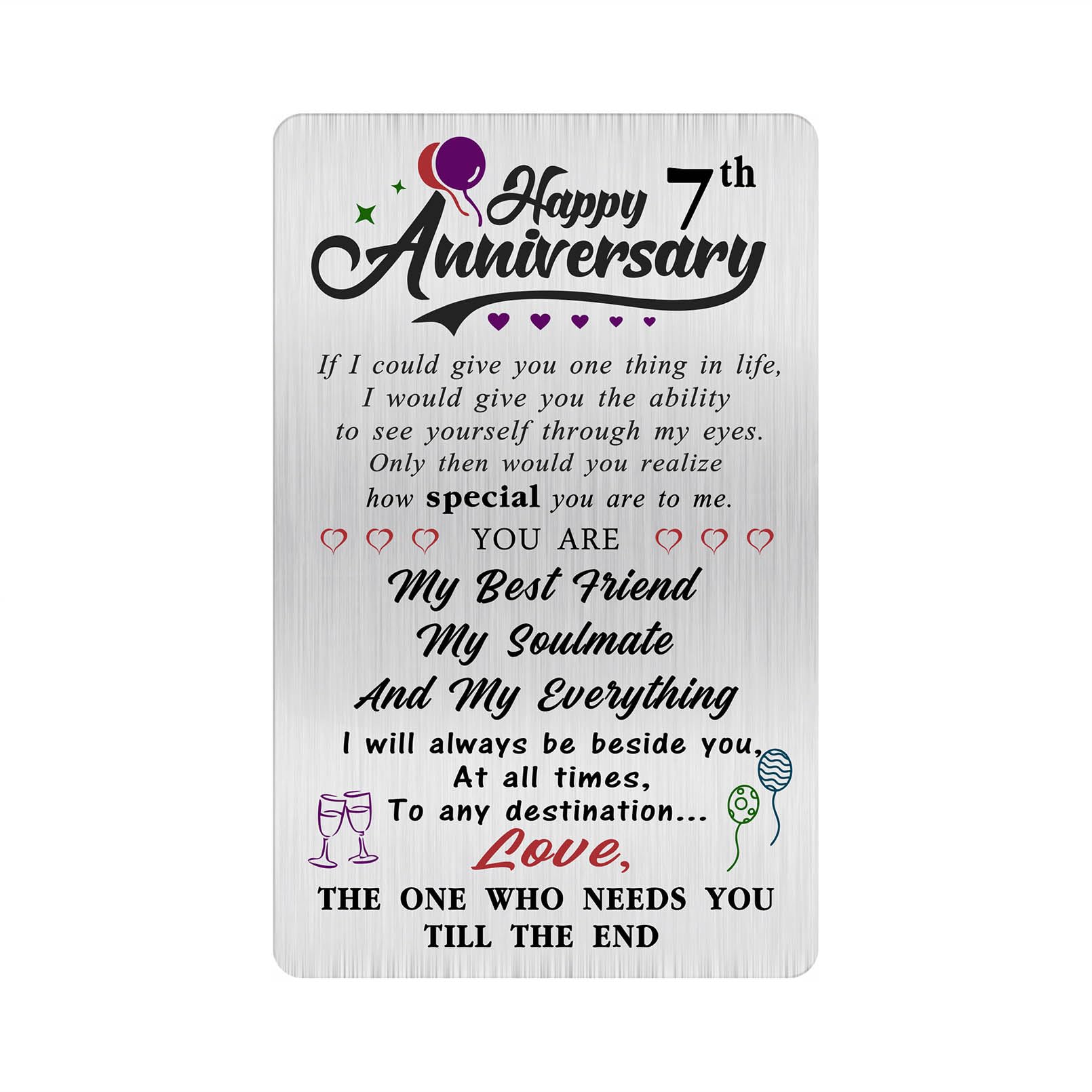 Alotozo 7 Year Wedding Anniversary Card - Happy 7th Wedding Anniversary Cards Gifts for Husband Wife - 7 Years Anniversary Card for Him Her