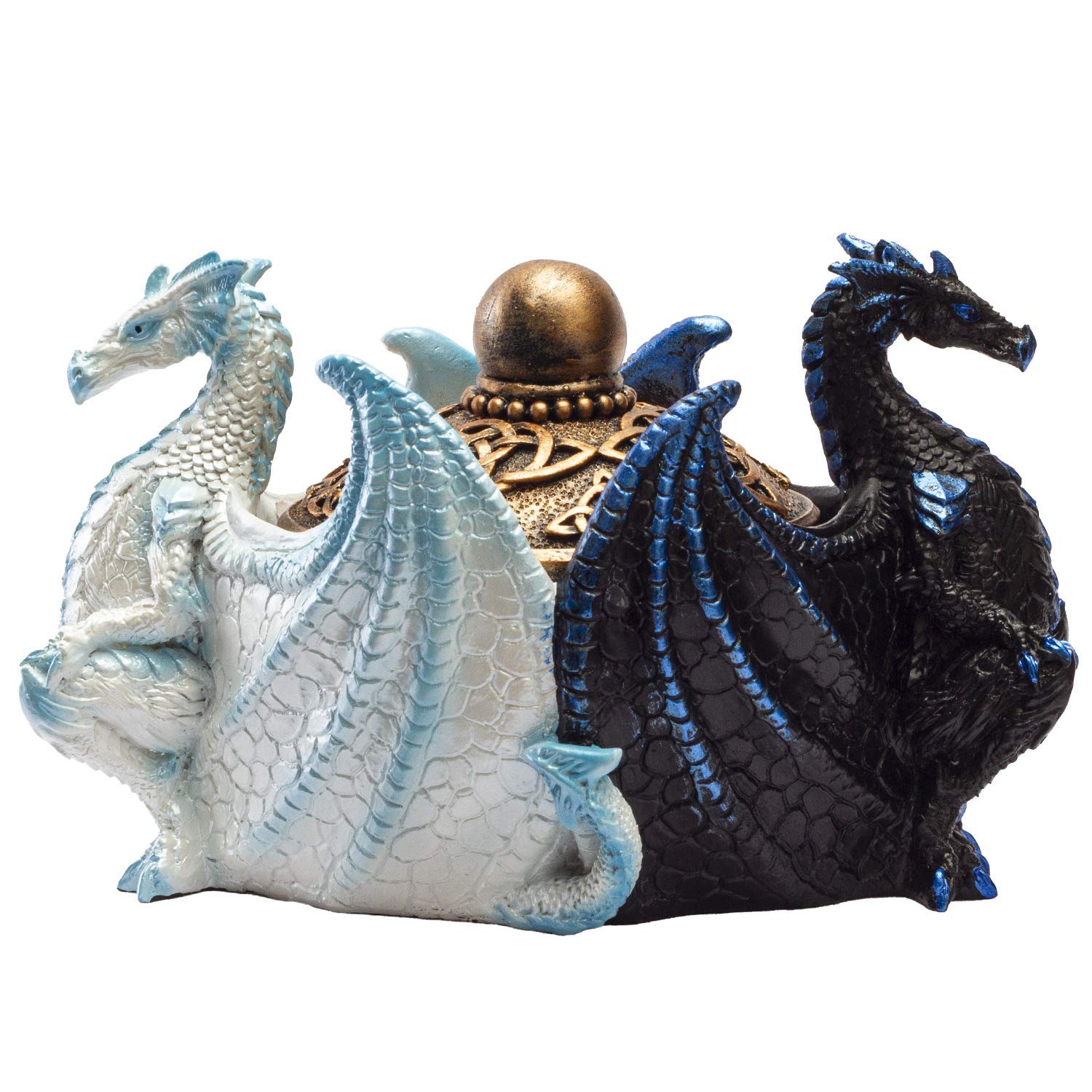 Photo 1 of Pacific Giftware Fantasy Celtic Knotwork Dual Yin Yang Dragons Decorative Trinket Jewelry Box Figurine 5.75" Long