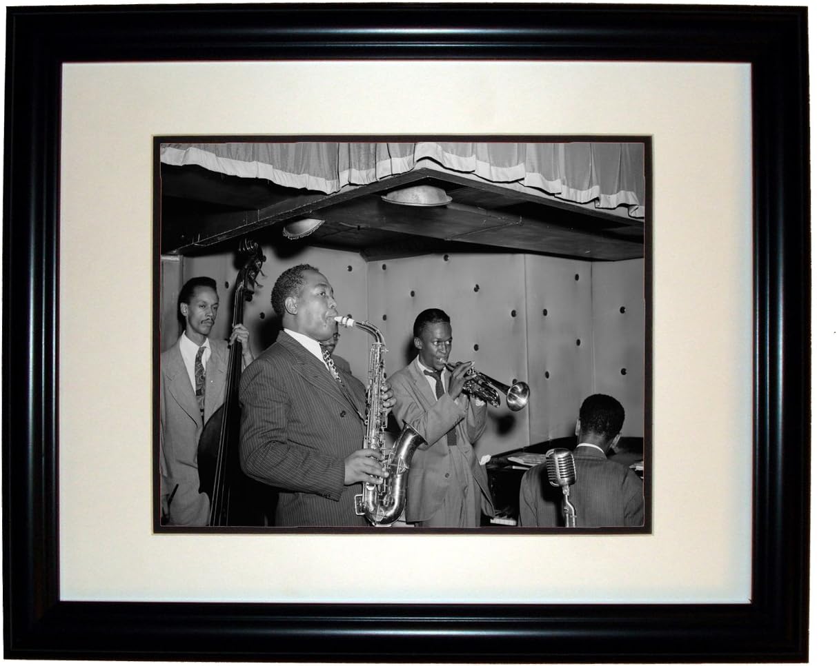 Collectiblia Charlie Parker and Miles Davis 8x10 Black & White Photo in an 11x14 Double Matted Black Frame