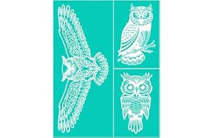JAJADO Owl Silk Screen Stencils Reusable Self Adhesive Stencil Bird Farmhouse Animal Screen Print Stencils Silk Screen Transfer Craft on Wood/T-Shirt/Card/Furniture/Wall Art Painting 8.5x11 inch