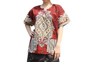 RaanPahMuang Dashiki Shirt Radiant Colors Casual Paisley Intricate Aum Print