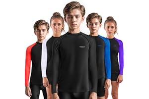 Exxact Sports Kids BJJ Rash Guard Long Sleeve, Ranked No Gi Jiu Jitsu Compression Shirt for Boys & Girls for MMA, Wrestling