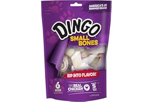Dingo 156095 Rawhide Bones For Small Dogs, Chicken,White, 6-Count, 8 Ounces