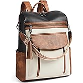 Shrrie Laptop Backpack for Women 15.6 inch,Travel Leather Backpack Purse Nurse Teacher Carry on Backpack Computer Bag,Professional Water-Resistant College Business Work Casual Daypack,Two-tone Maroon