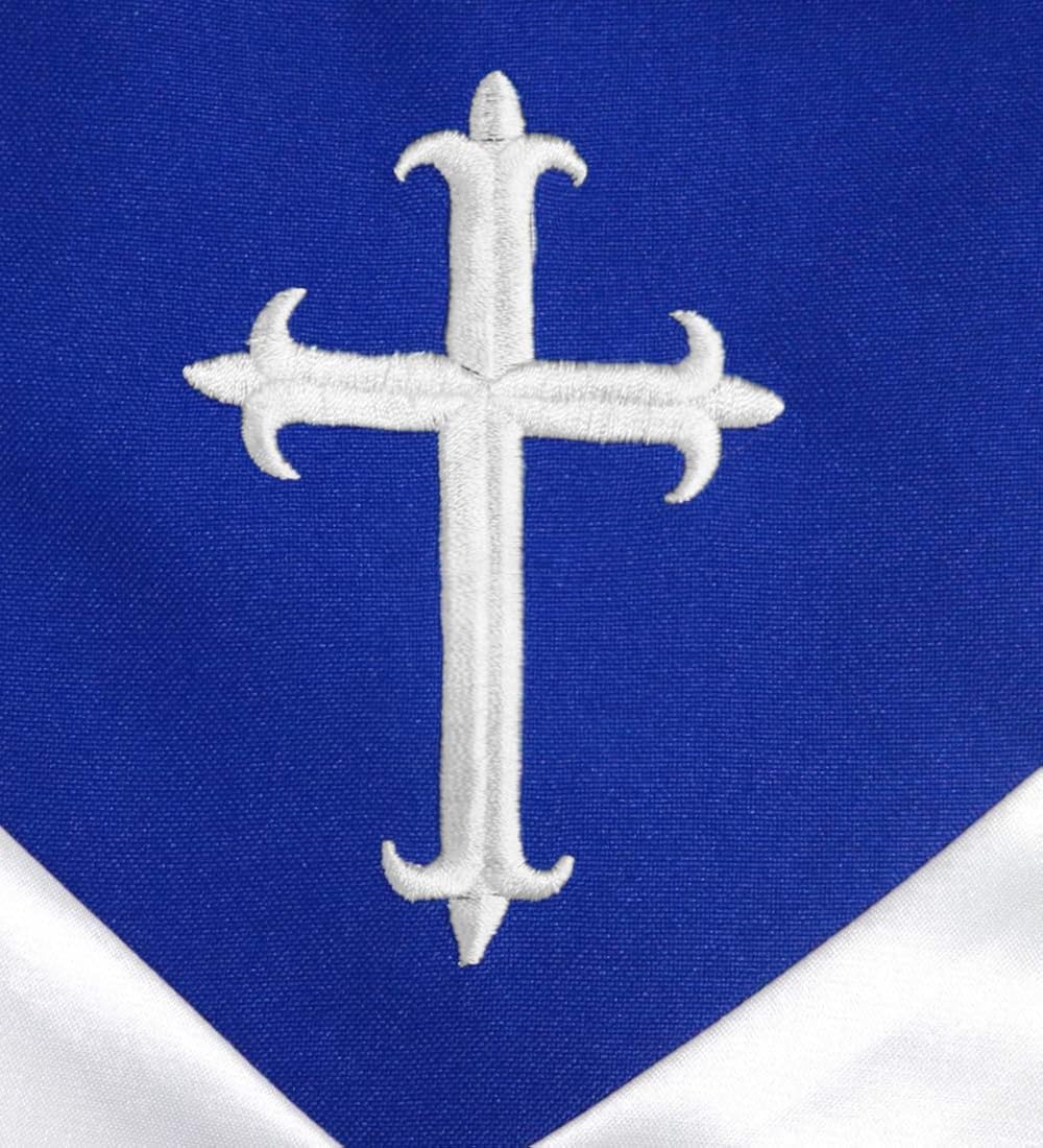 IvyRobes Unisex Reversible V Shape Choir Stole with Border Royal Blue/White: Clothing