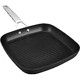 MsMk 11 Inch Induction Grill Pan, Bacon Carbonize also Nonstick, PFOA Free Non-Toxic, Stay-Cool Handle, Scratch-resistant, Induction Griddle Pan for Stove Top