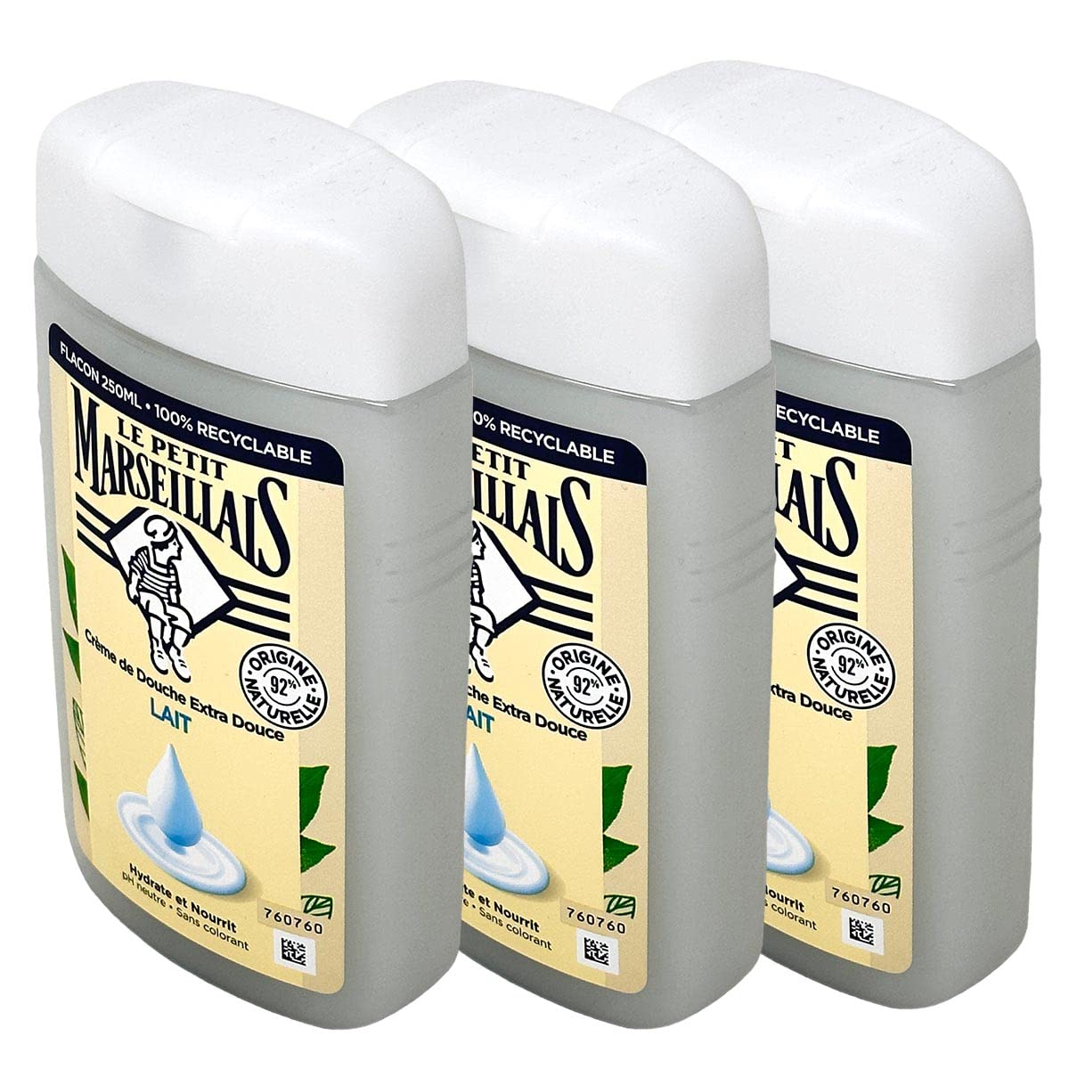 LE PETIT MARSEILLAIS - GEL DOUCHE - LAIT - Lot de 3x 250ml