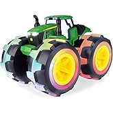 TOMY Monster Treads Lightning Wheels - Deluxe Rainbow Tractor - John Deere Tractor Toys - Light Up Monster Truck Toy with Rainbow Lights and Sounds - Ages 3 Years and Up