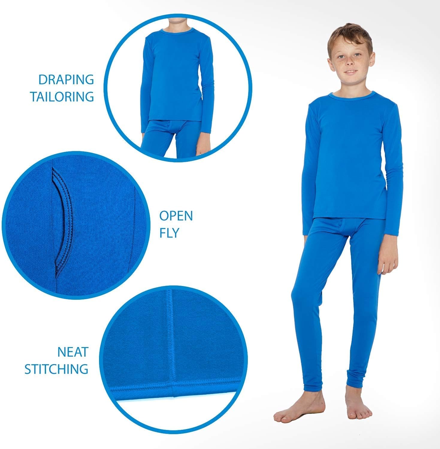 Rocky Thermal Underwear for Boys Fleece Lined Thermals Kids Base Layer Long John Set: Clothing