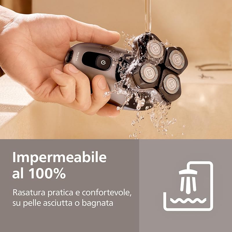 Head Shaver Pro Serie 7000- Rasoio per uomo e donna, testina flessibile a 360° e lame ComfortCut per una rasatura pulita e delicata sulla pelle, modello HS7980/15