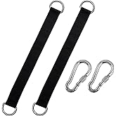 Tree Swing Strap Hanging Kit, 2 Pcs Short Hammock Straps 25cm / 9.8 Inches Hanging Straps Holds 440 Lbs with Heavy Duty Safety Lock Carabiner, Perfect for Tree Swing Seat, Hammock, Plank, Whip Rope