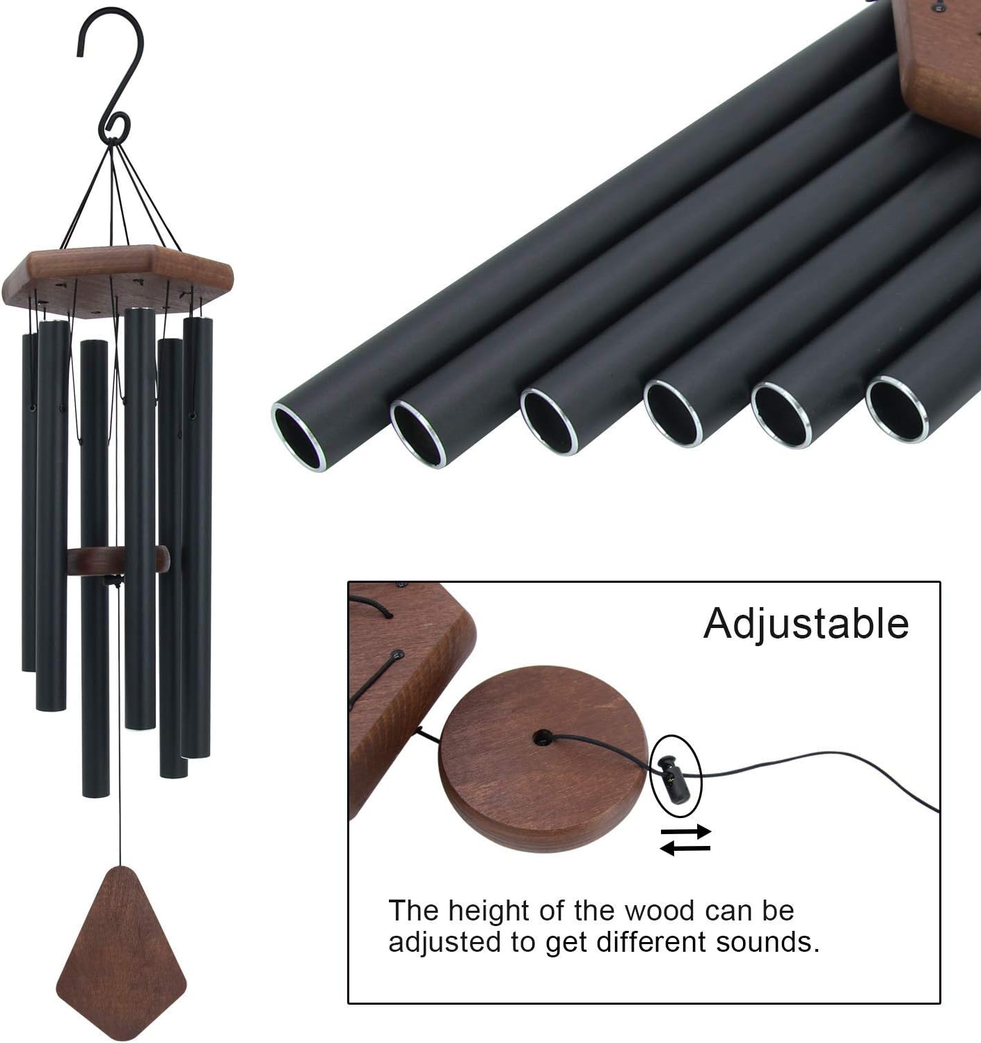ASTARIN Memorial Wind Chimes Outdoor Large Deep Tone, 30 Inch Wind Chime Outdoor, Sympathy Wind-Chime Personalized with 6 Tuned Tubes, Elegant Chime for Garden Patio Balcony and Home Matte Black : Garden & Outdoor