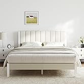 Novilla Twin Bed Frame with Piano Keys Headboard and Footboard, Metal Platform Bed Frames Twin Size, No Box Spring Needed, Easy Assembly, Steel Slats Support, Velvet White