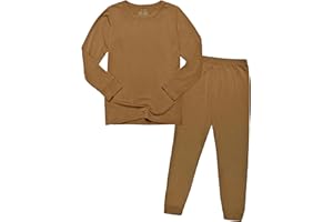 TongKiKi BABY 2T-10Y Toddler Kids Girls Boys Soft Comfy Viscose 2pcs Set Long Sleeve Plain Shirts and Pants Sets
