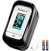 Keanor Pulse Oximeter, Oxygen Meter Finger Monitor with Alarm & PI, Finger Pulse Oximeter for SpO2 Blood Oxygen Saturation & 