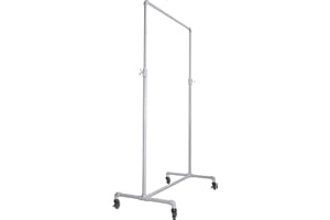 Econoco Pipeline Adjustable Height | Ballet Bar | Vintage Rolling Rack | PSBBADJWTE |Gloss White