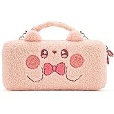 GeekShare Pink Bunny Plush Bag Carry Case Compatible with Switch/OLED - Portable Slim Travel Carrying Case with Removable Handle Fit Switch Console & Game Accessories