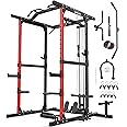 ARMAC Power Cage,1500lbs Multi-Function Power Rack with Adjustable Cable Crossover System and More Training Attachment (black)