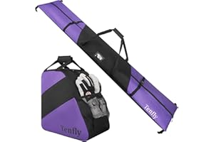 TENFLY Ski Bag and Boot Bag Combo, Snow Ski Bags for Air Travel, Water- resistant Safety Reinforce Ski Travel Bag