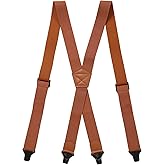 Yinews Heavy Duty Suspenders for Men, 1.4" Wide X-Back Mens Work Suspender with Plastic Clips for Jeans and Dress Pants Black