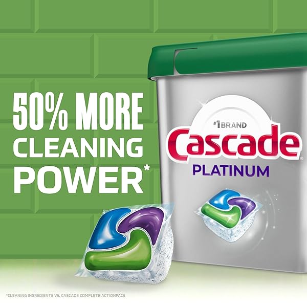 CASCADE PLATINUM + OXI DISHWASHER PODS, DISHWASHER DETERGENT, DISH DETERGENT SOAP, FRESH, 59 COUNT