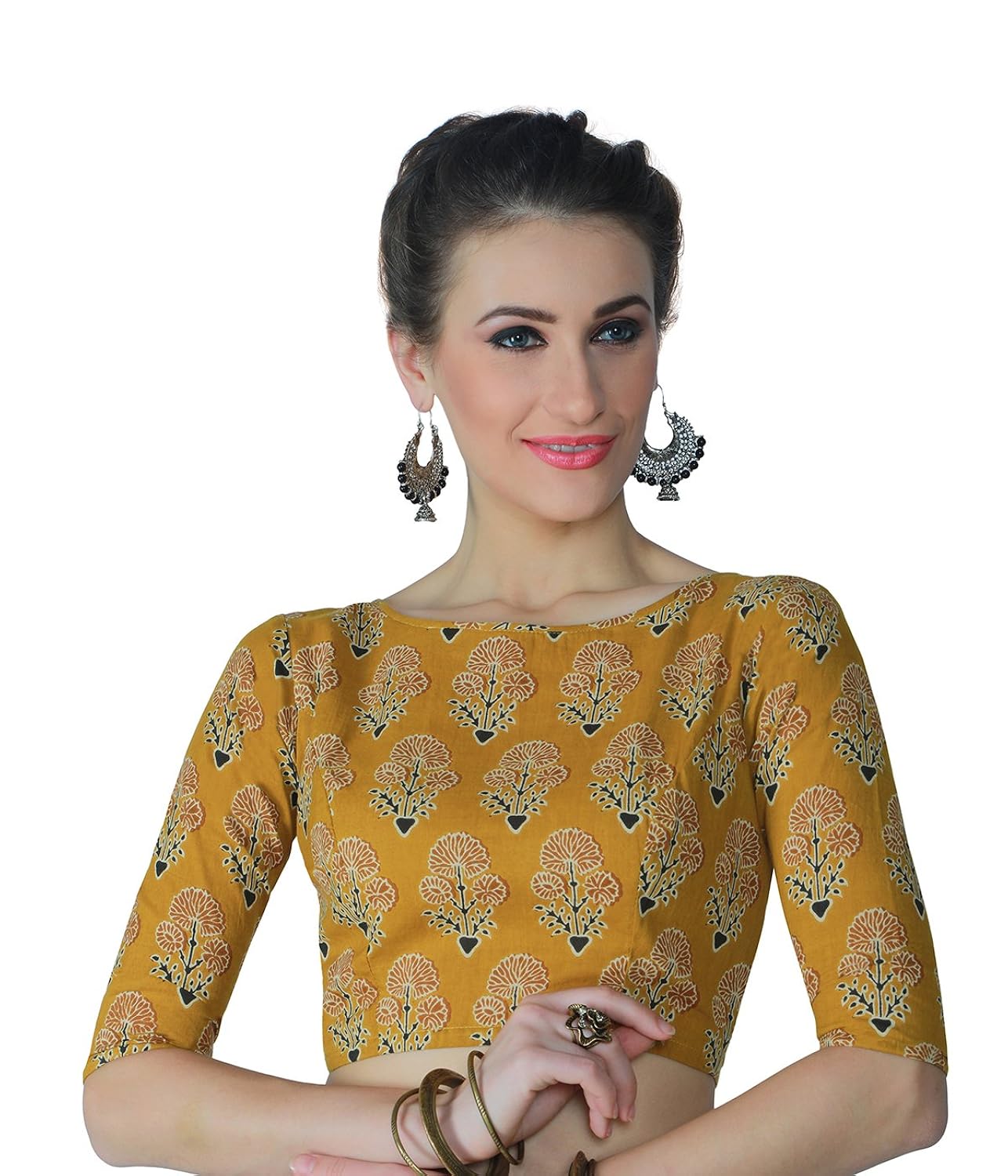 studio shringaar women's cotton jaipuri block printed saree blouse.