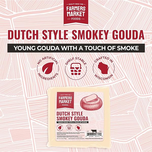 FARMERS MARKET, GLUTEN FREE, KETO, PALEO, LOW SODIUM, ZERO SUGAR, WISCONSIN CHEESE GIFT SETS, 3-PACK, DUTCH STYLE SMOKEY GOUDA