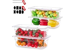 SVKLHY 1/3 Size&6 Inch Commercial Food Pan with Lids-[NSF Certified][Hot&Cold Resistant] 4PCS Clear Restaurant Food Storage Containers with Lids, Topping Salad Bar Container (BPA-Free)