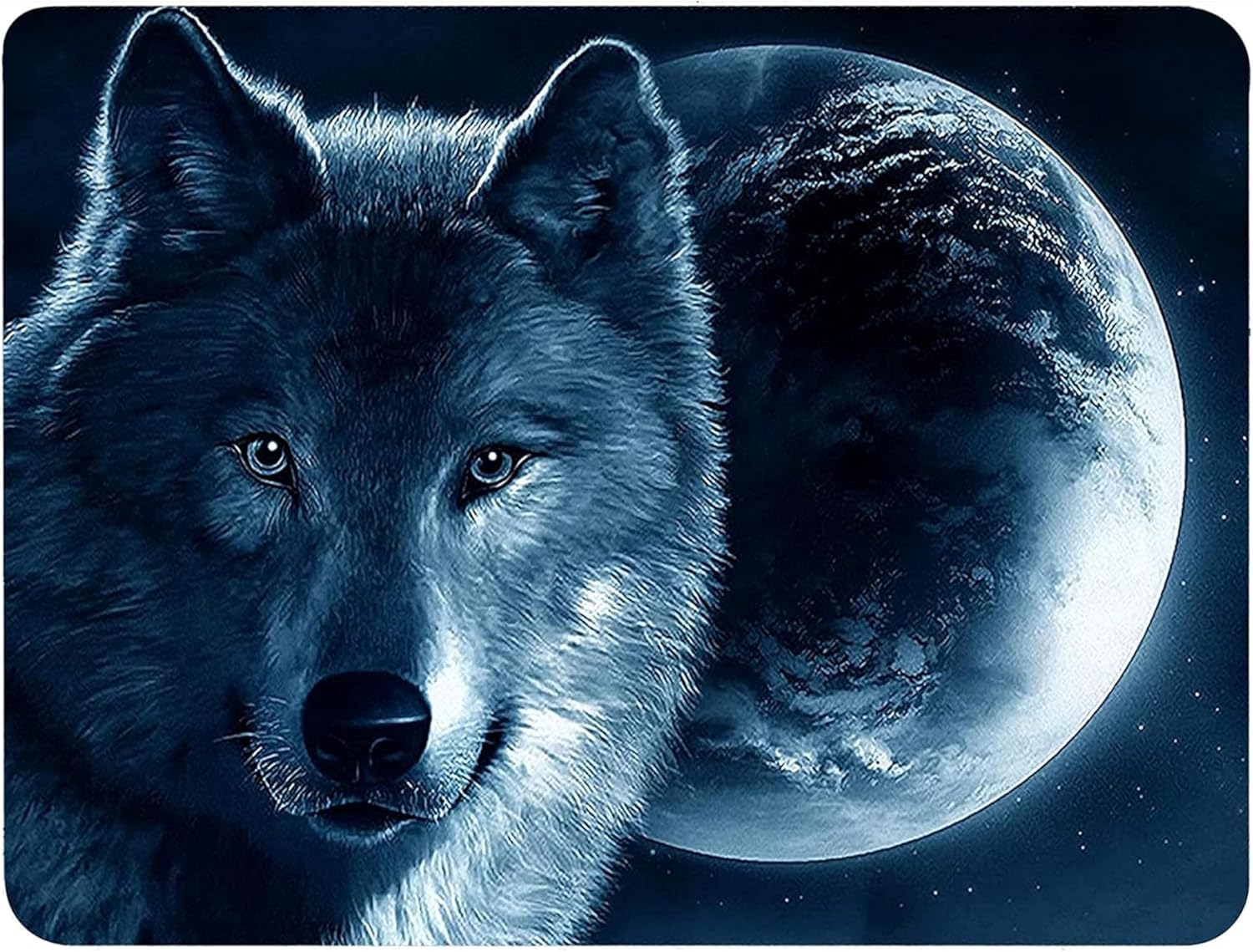 Silent Monsters Mouse Mat Medium 14 x 10 inches / 36 x 25 cm, Wolf, Lasercut Edges, washable & rollable Mouse Pad, Gaming Home Office Mousemat, Mousepad non-slip & quiet, Desk Mat — image 1