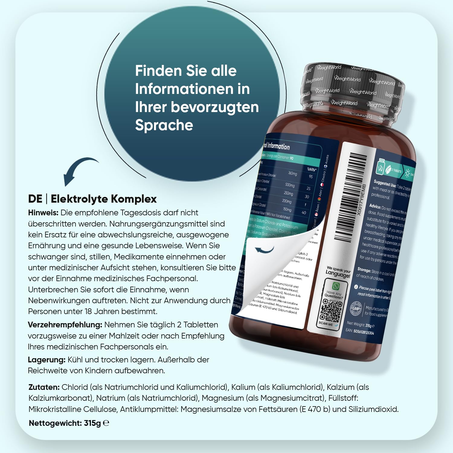 WeightWorld Elektrolyte Tabletten - 1860 mg pro Portion - 180 Tabletten 4