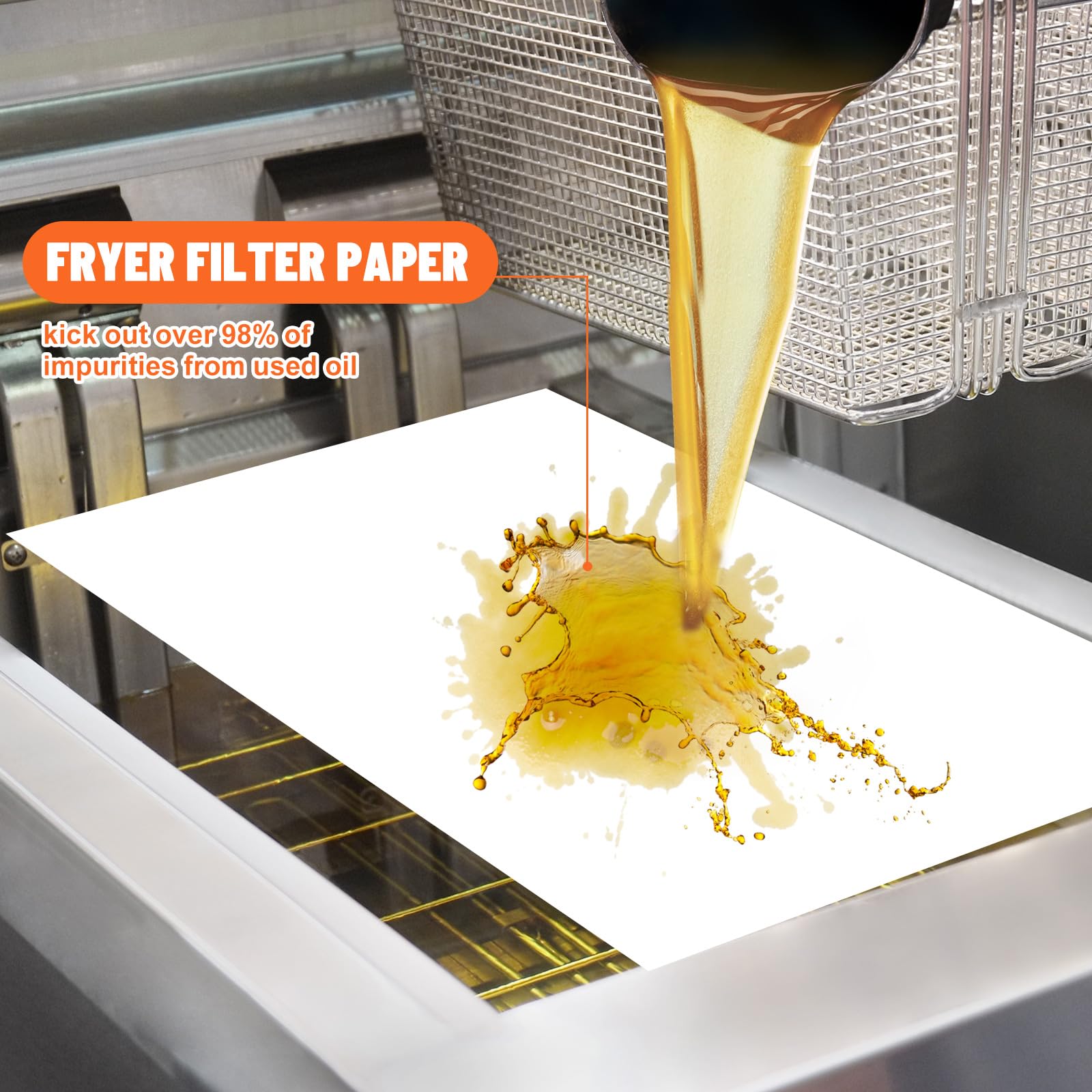 100 Pcs Filter Paper Fryer Filter Sheets for Restaurant Food Truck Food Stand Oil Filtration (19.5 x 27.5 Inch)