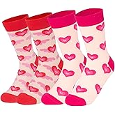 Evankin Valentines Crew Socks Heart Love Pattern Funny Socks for Unisex Men Women Adult Couples Novelty Gifts