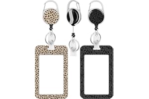 COOKOOKY 2 Pack Badge Holder and Heavy Duty Retractable Reel, ID Badge Holders with Retractable Clip for Nurse Teacher Student Office Women Men