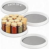 Oizeir 10 Inch Lazy Susan Set of 4 - Non-Skid Turntable for Cabinet to Maximize Storage and Simplify Accessibility in Kitchen, Bathroom, and Pantry Spaces (White)
