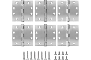 LITLANDSTAR 4.5" Heavy Duty Stainless Steel Door Hinge, 6 Pack 4.5 x 4.5 Inch Ball Bearing Door Hinges with Square Corners for Commercial and Residential Doors, Brushed Nickel