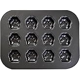 Elesinsoz 12 Cup Mini Dog Cat Paw Print Shaped Madeleine Baking Pan Nonstick Frozen Puppy Treat Cookie Biscuit Cupcake Muffin Cake Ice Cube Popsicle Chocolate Tin Tray Mold Maker for Freezer Oven