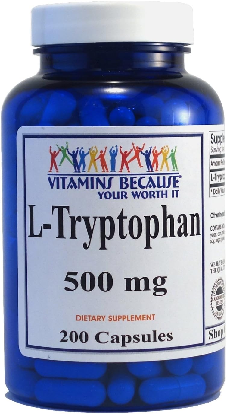 Mental Refreshment: L-Tryptophan 500mg, 200 Capsules
