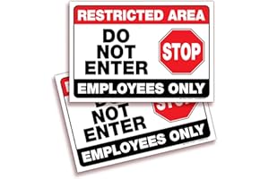 iSYFIX Restricted Area Signs Stickers– 2 Pack 10x7 Inch - Do Not Enter, Employees Only Sticker Premium Self-Adhesive Vinyl, Laminated UV, Weather, Scratch, Water & Fade Resistance, Indoor & Outdoor