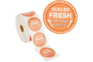 Stockroom Plus Tamper Proof Stickers - Fresh-Seal Food Stickers - Plastic Bakery Container Labels - Tamper-Evident Laminated Labels - 2 in Round, Red, Pack of 1000