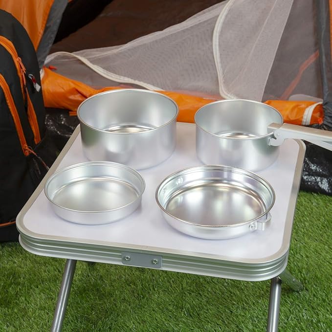 Juego de Cocina de Aluminio Milestone Camping Color Plata Paquete de 5