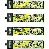 BETAFPV 4pcs Lava II 1S 580mAh LiHV Battery 3.8V 95C with BT2.0 Connector | Upgraded Z-Folding technology, Compatible with 1-2S Tiny Whoop Drone Quadcopter Like Air75, Meteor75 Pro, Cetus Pro, Cetus X