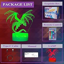 POSSHE Dragon Night Light, Dragon Gifts, 3D