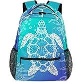 Sea Turtle Teal Backpack Turtle School Bag For Kid Student Bookbag For Turtle Lover, Best Birthday Gifts For Boy Girl Son Daughter Travel Hiking Camping for Teens Women Men