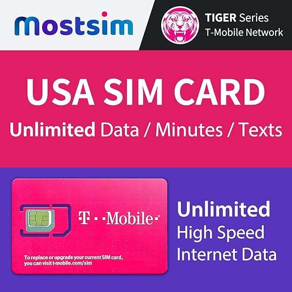 MOST SIM TMobile USA SIM Card 15 Days, Unlimited High Speed Data