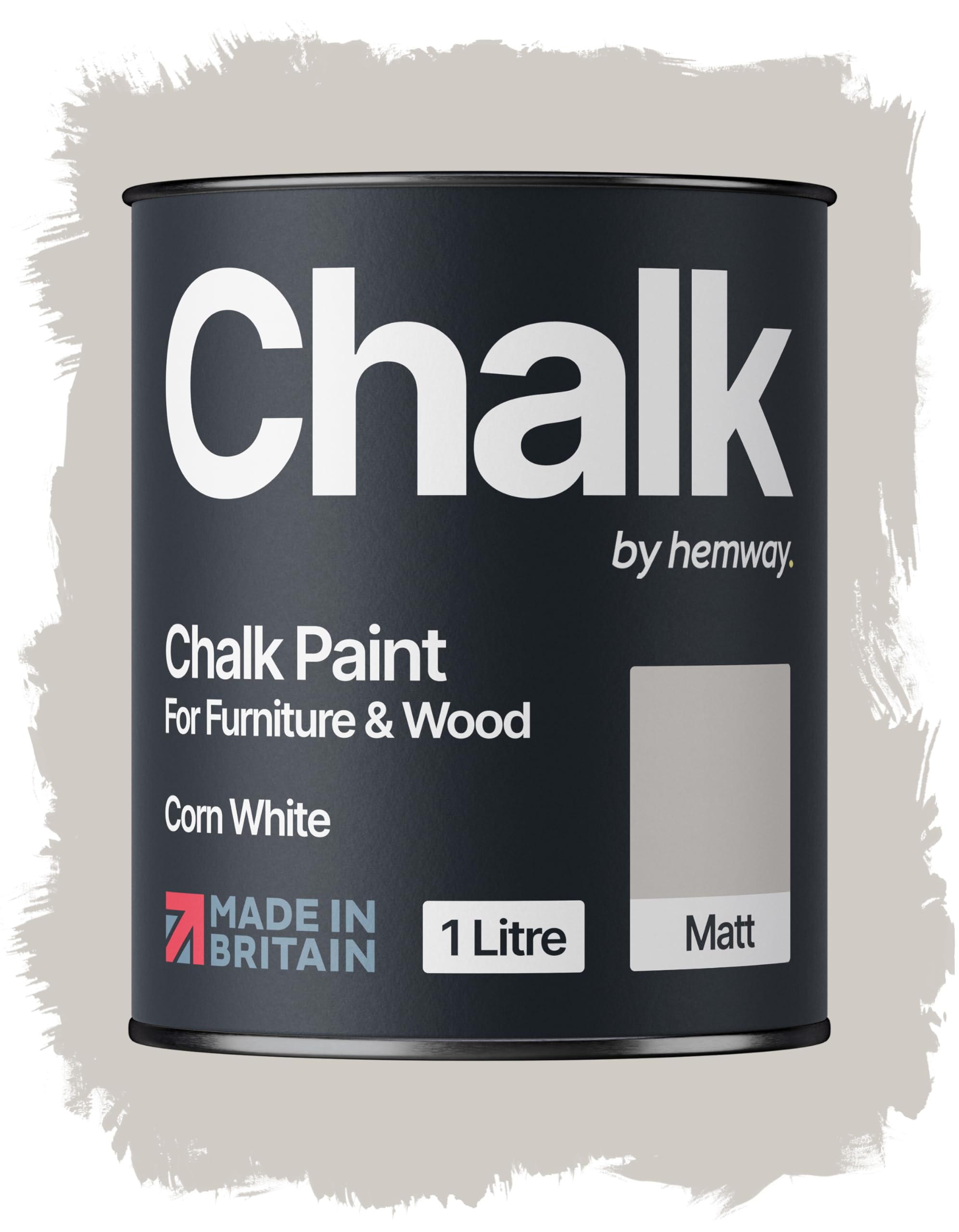Hemway Chalk Paint Corn White Furniture Paint 1L, Matt Finish Shabby Chic, Chalk Furniture & Walls, Quick Dry & 1 Coat